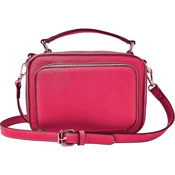 Women's Leather Camera Bag 7.5x5.5x3.75in RFID Card Holder Zipper Closure - Picture 1 of 8